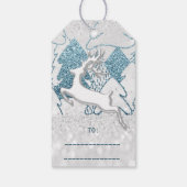Holiday Blue Spark Herbst Weihnachts Rentier Gray Geschenkanhänger (Rückseite)