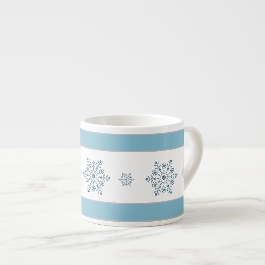 Holiday Blue Strip Snowflake Espresso Tasse (Vorderseite Rechts)