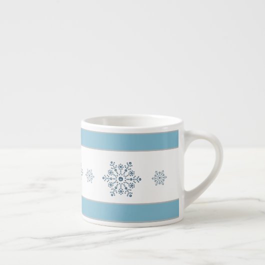 Holiday Blue Strip Snowflake Espresso Tasse (Rechts)