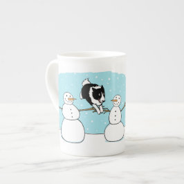 Holiday Border Collie Agility Hund mit Snowmen Porzellantasse
