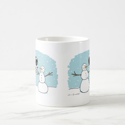 Holiday Border Collie Dog Spielen mit Snowmen Kaffeetasse (Mittel)