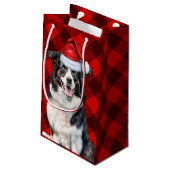 Holiday Border Collie Red Buffalo Karierte Weihnac Kleine Geschenktüte (Rückseite Schrägansicht)