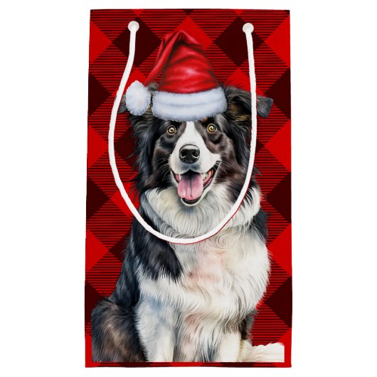 Holiday Border Collie Red Buffalo Karierte Weihnac Kleine Geschenktüte (Vorderseite)