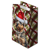 Holiday Border Terrier und festliche Karierte Weih Kleine Geschenktüte (Rückseite Schrägansicht)