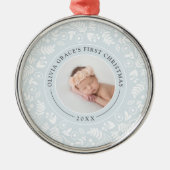 Holiday Botanical | Erstes Weihnachtsfest des Kind Ornament Aus Metall (Vorne)