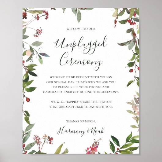 Holiday Botanical | White Unplugony Zeremony Poster (Vorne)