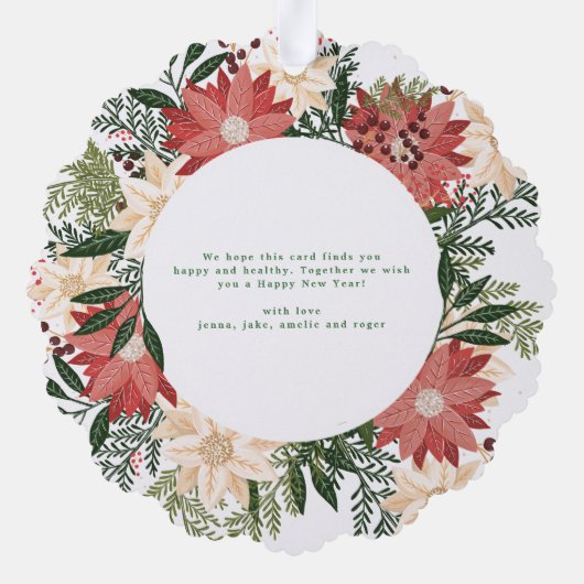 Holiday Botanische Poinsettia Foto Weihnachten Ornament Karte (Rückseite)