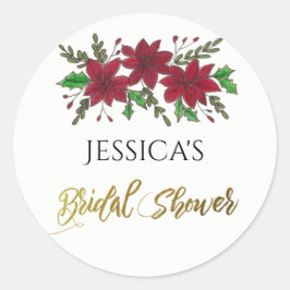 Holiday Bouquet Brautparty Name Runder Aufkleber