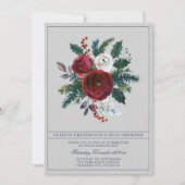 Holiday Bouquet Burgundy Evergreen Bouquet Wedding Einladung (Vorderseite)