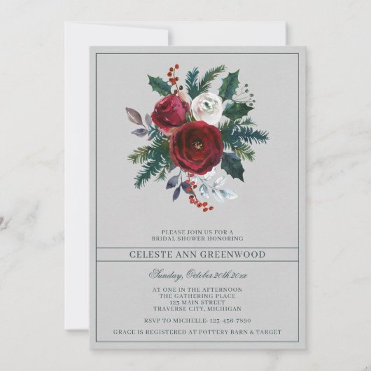 Holiday Bouquet Evergreen Brautparty Einladung (Vorderseite)