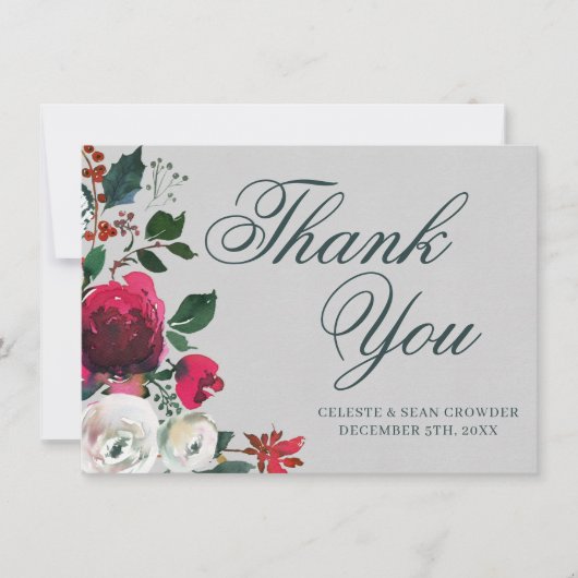 Holiday Bouquet Evergreen Dankeskarte (Vorderseite)