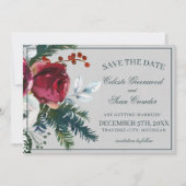 Holiday Bouquet Evergreen Foto Wedding Save The Date (Vorderseite)