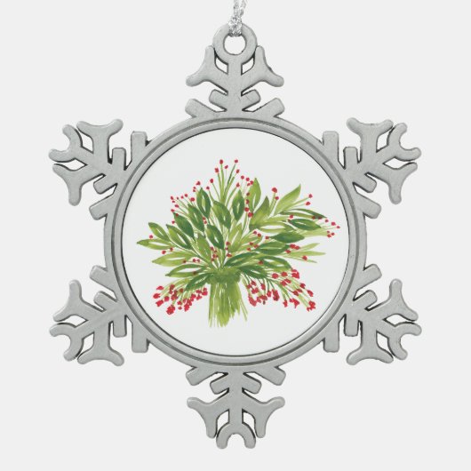 Holiday Bouquet Schneeflocken Zinn-Ornament (Vorderseite)