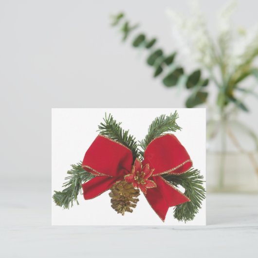 Holiday Bow Feiertagspostkarte (Stehend Vorderseite)
