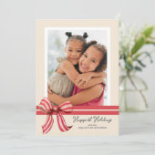 Holiday Bow Foto Holiday Card Feiertagskarte (Stehend Vorderseite)