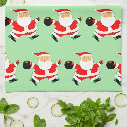 Holiday Bowl Bowling Geschenke Geschirrtuch (Gefaltet)