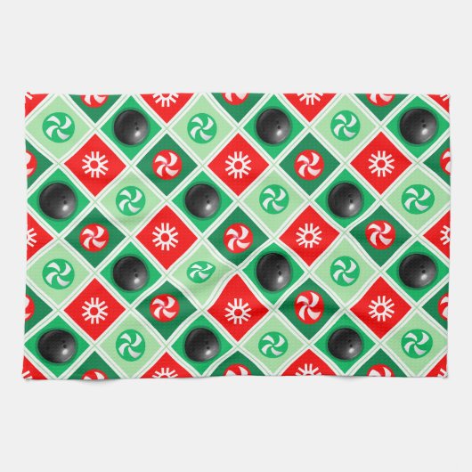 Holiday Bowl Bowling Geschenke Geschirrtuch (Horizontal)