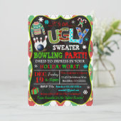Holiday Bowling Party Einladung (Stehend Vorderseite)