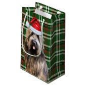 Holiday Briard Shepherd Dog Green Kariert Weihnach Kleine Geschenktüte (Rückseite Schrägansicht)