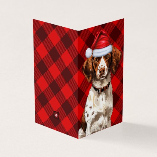 Holiday Brittany Spaniel Dog Karierte Weihnachten (Vorderseite)