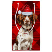 Holiday Brittany Spaniel Dog Karierte Weihnachten Kleine Geschenktüte (Vorderseite)