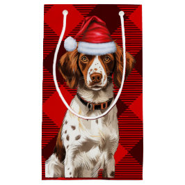 Holiday Brittany Spaniel Dog Karierte Weihnachten Kleine Geschenktüte