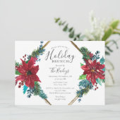 Holiday Brunch | Christmas Brunch Chic Red Floral Einladung (Stehend Vorderseite)