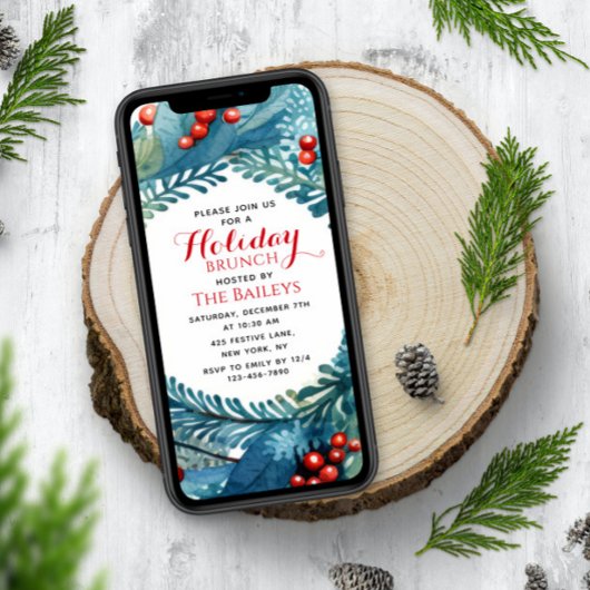 Holiday Brunch Elegantes Weihnachtsfest Einladung