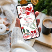 Holiday Brunch Elegantes Weihnachtsfest Rote Flora Einladung