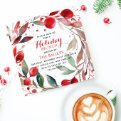 Holiday Brunch Elegantes Weihnachtsfest Rote Flora Einladung