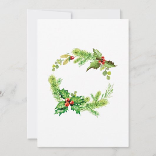 Holiday Brunch Red Holly Berry Weihnachten Einladung (Rückseite)