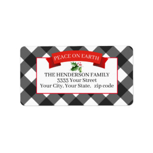 Holiday Buffalo Kariert Red Black Rücksendeadresse Adressaufkleber