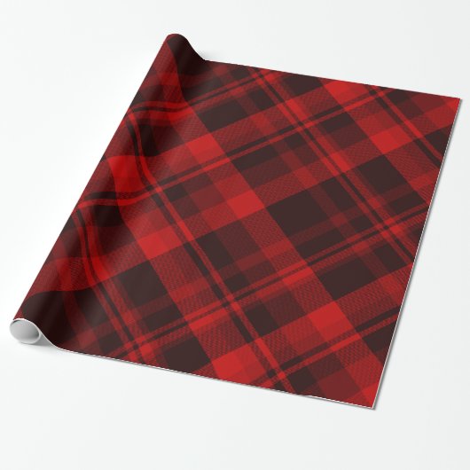 Holiday Buffalo Kariert Red Black Tartan Geschenkpapier (Ungerollt)