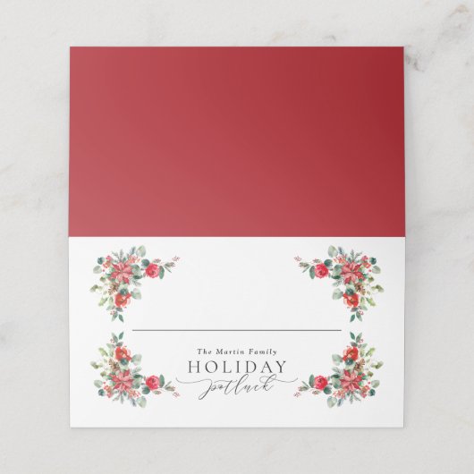 Holiday Buffet Potluck Food Name-Zeichen Platzkarte (Außenseite Aufgefaltet)