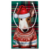 Holiday Bull Terrier Dog Red Green Kariert Weihnac Kleine Geschenktüte (Rückseite)