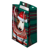 Holiday Bull Terrier Dog Red Green Kariert Weihnac Kleine Geschenktüte (Vorderseite Schrägansicht)
