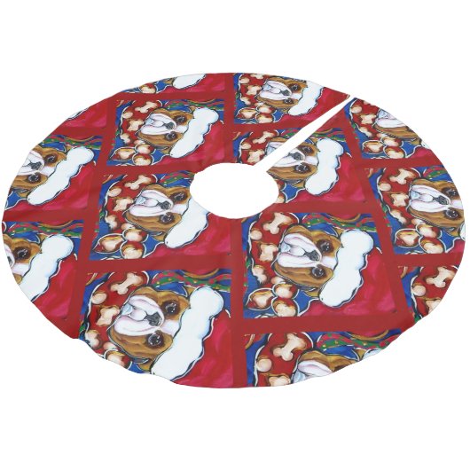 Holiday Bulldog Polyester Weihnachtsbaumdecke (Schrägansicht)