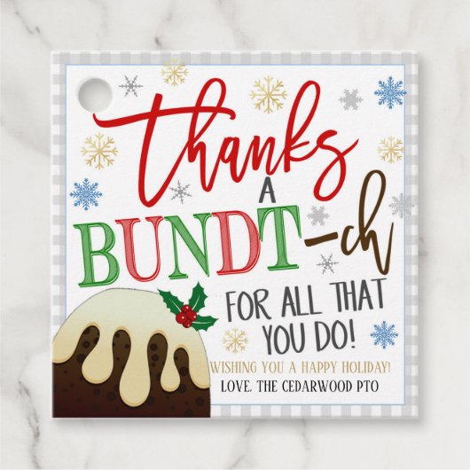 Holiday Bundt Cake Gift Tag Geschenkanhänger (Vorderseite)