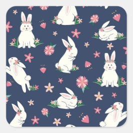 Holiday Bunnies Quadratischer Aufkleber