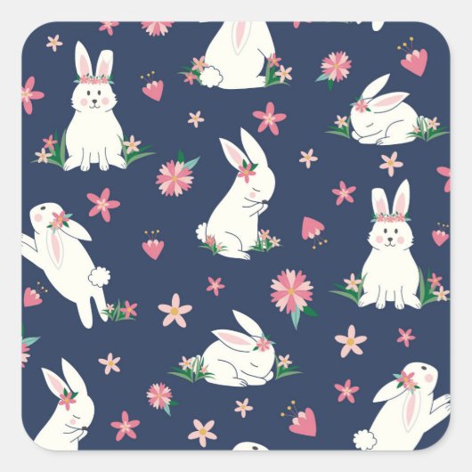 Holiday Bunnies Quadratischer Aufkleber (Vorderseite)