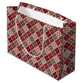 Holiday Burgundy, Brown Gift Bag - Groß, glänzend Große Geschenktüte (Rückseite Schrägansicht)