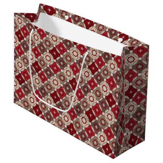 Holiday Burgundy, Brown Gift Bag - Groß, glänzend Große Geschenktüte (Vorderseite Schrägansicht)