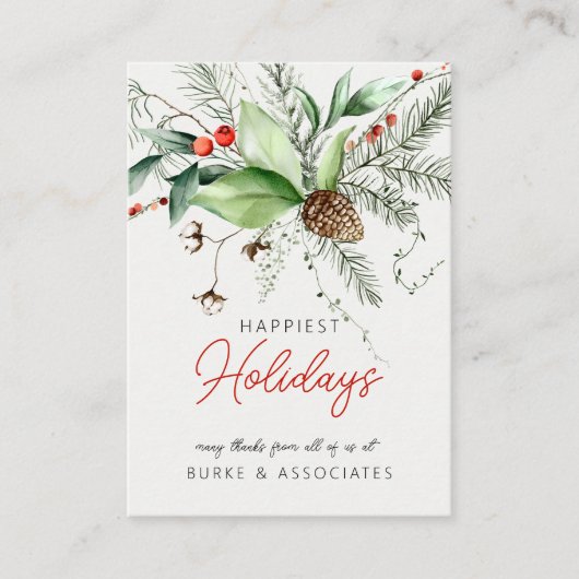Holiday Business Greenery Personalized Visitenkarte (Vorderseite)