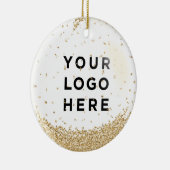 Holiday Business Logo Gold Glitzer Snowfall Keramik Ornament (Rechts)