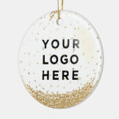 Holiday Business Logo Gold Glitzer Snowfall Keramik Ornament (Links)
