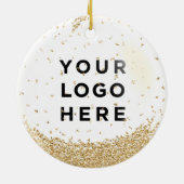 Holiday Business Logo Gold Glitzer Snowfall Keramik Ornament (Hinten)