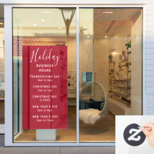 Holiday Business Stunden Red White Custom Fensteraufkleber