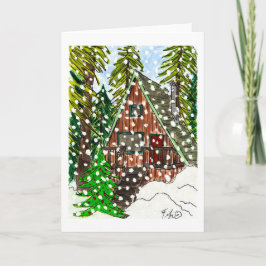 Holiday Cabin Snow Card Karte