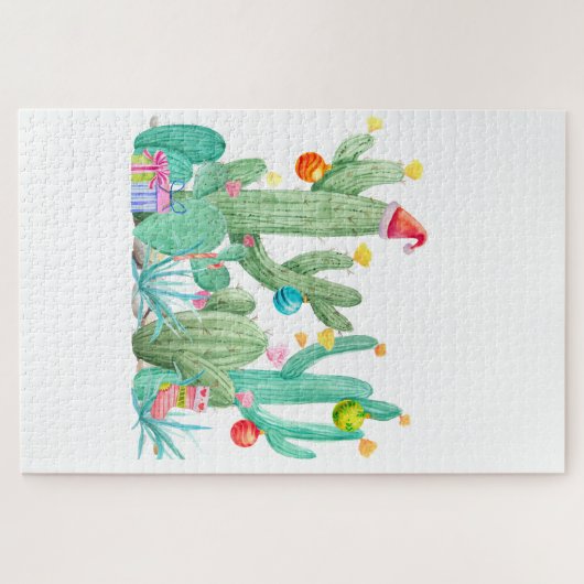 Holiday Cactus Christmas Southwest Cacti Desert Puzzle (Horizontal)