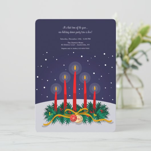 Holiday Candles Einladung (Stehend Vorderseite)